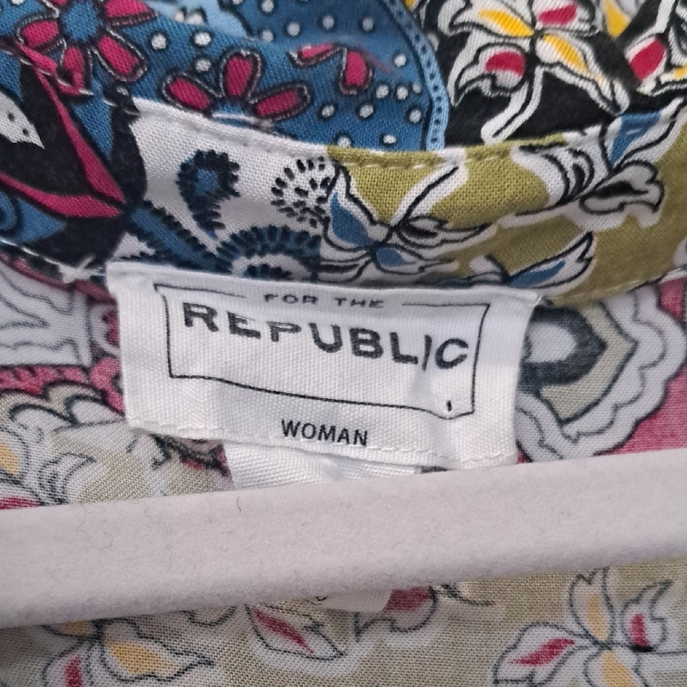 For The Republic Multicolor Patchwork Button Down… - image 2